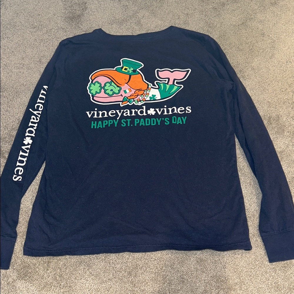 Vineyard Vines Long Sleeve Tee - Navy with St. Paddy's Day Graphics